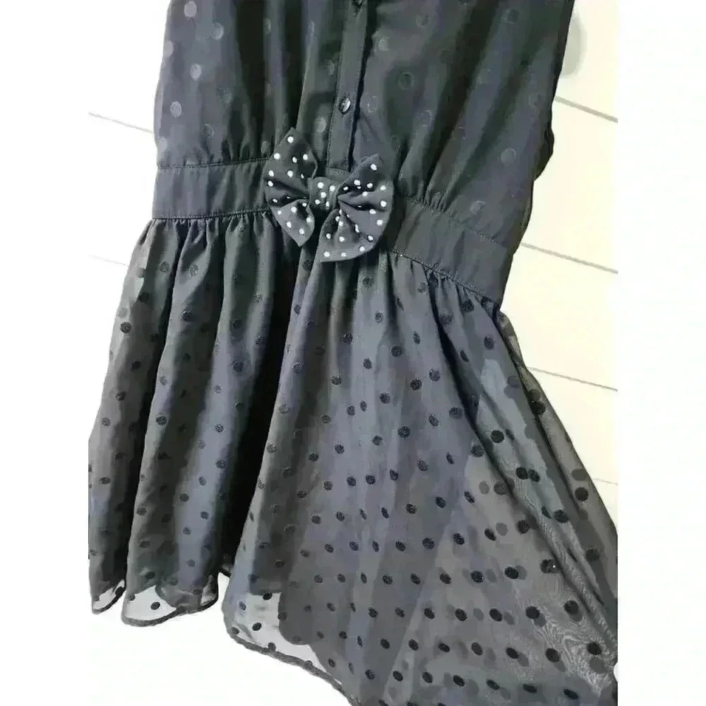 Disney D-Signed Girls Size S (7/8) Black on Black Polka-dot Sleeveless Dress